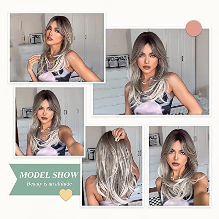 DILLARDS Alanhair Long Ombre Blonde Wigs For Women,Haircube Layered Synthetic Wig With Bangs Heat Resistant Fiber Daily - Image 5